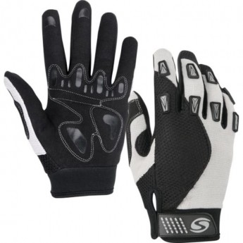 Велоперчатки STELS PDM-363 для MTB полноразмерные серо-чёрные p.M